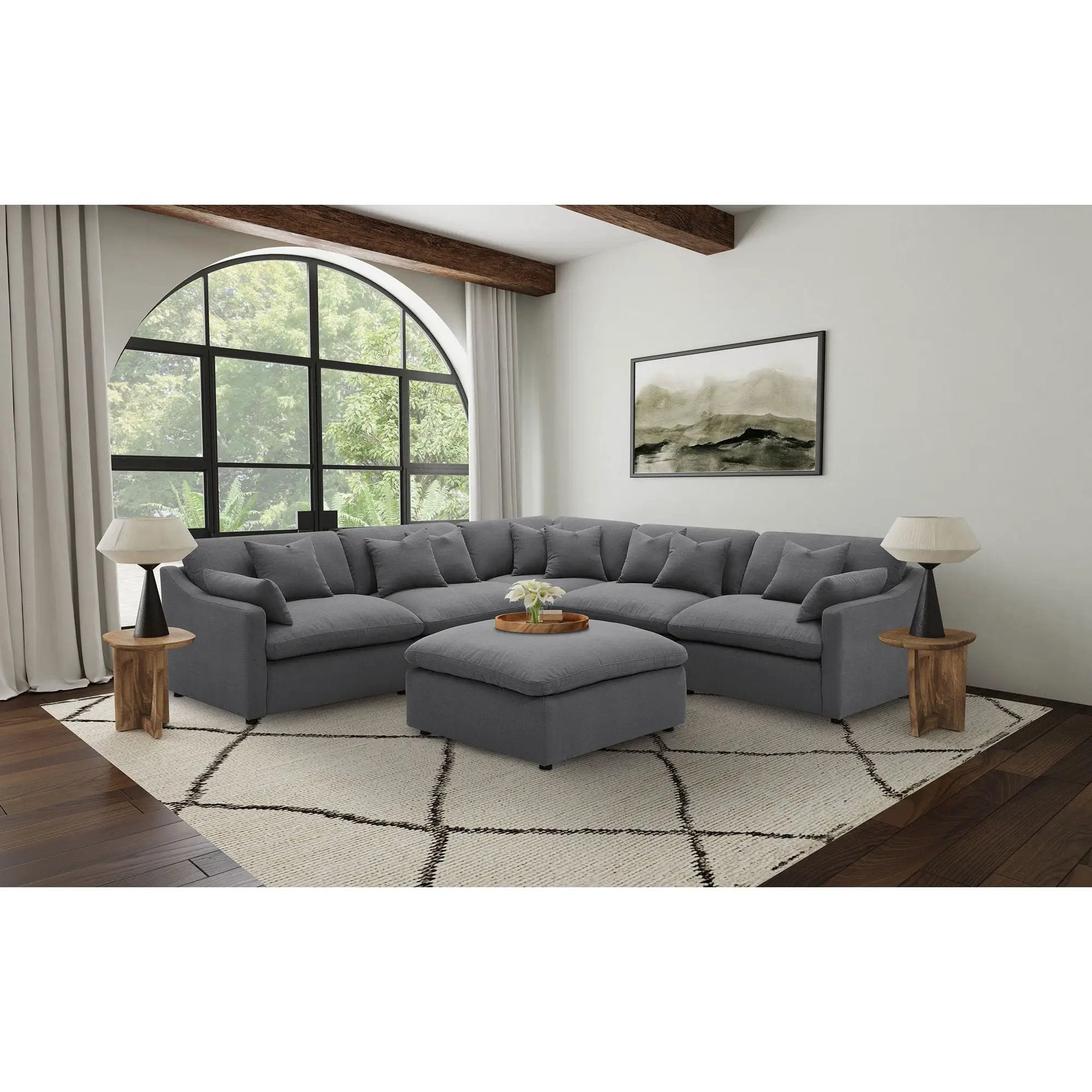 Greeley - Upholstered Square Ottoman With Cushion - Charcoal by HouseOfZazla