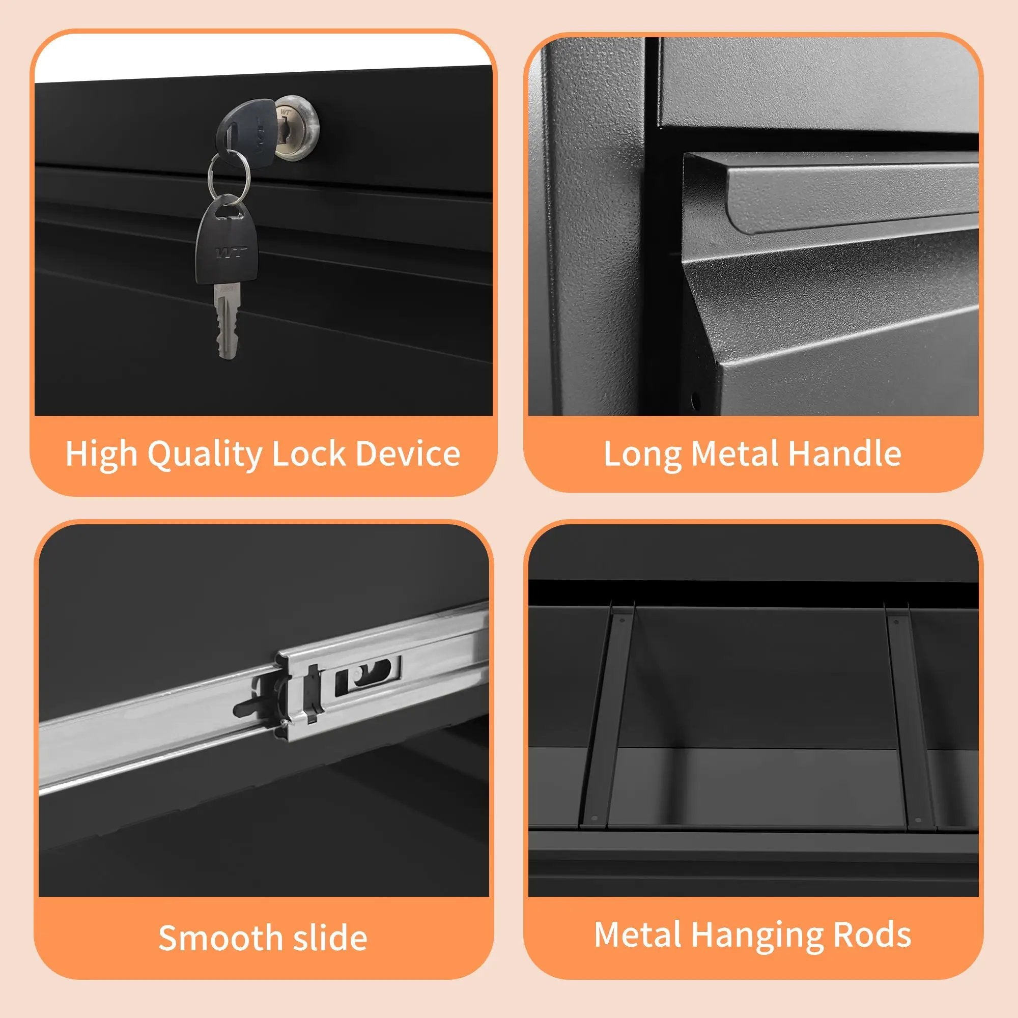 Premium Drawer Metal Lateral File Cabinet With Lock by Unique Piece Furniture