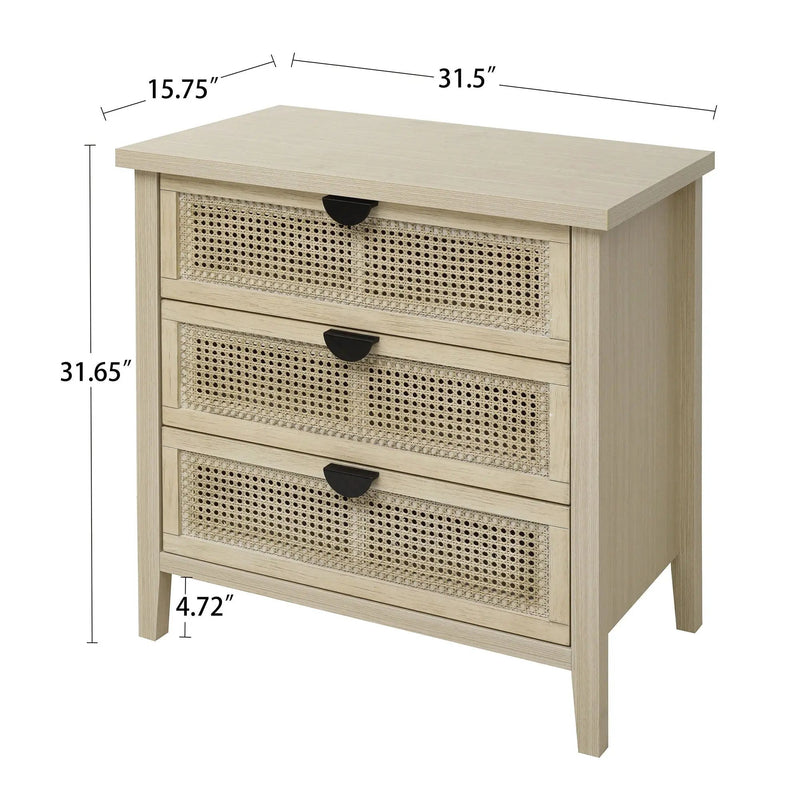 3 Drawer Cabinet, Suitable For Bedroom - Natural by HouseOfZazla