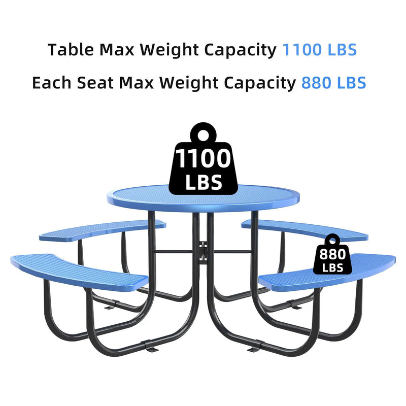 Round Outdoor Steel Picnic Table 46" With Umbrella Pole by Unique Piece Furniture