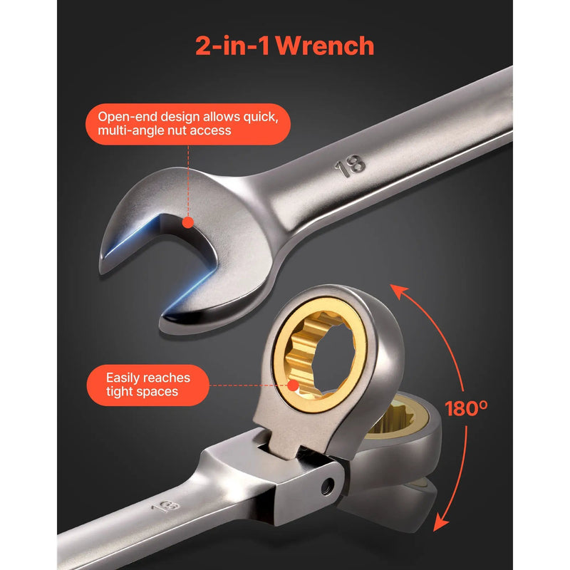 Flex-Head Ratcheting Wrench Set, 24-Piece SAE and Metric by HouseOfZazla