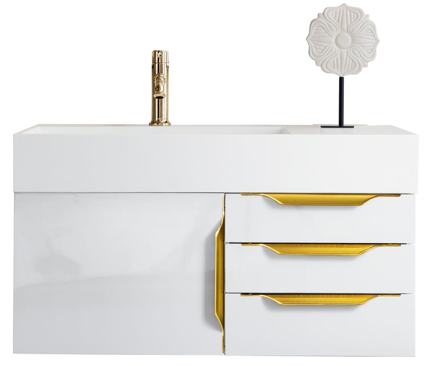 James Martin Columbia 36" Floating Single Bathroom Vanity, Glossy White by James Martin
