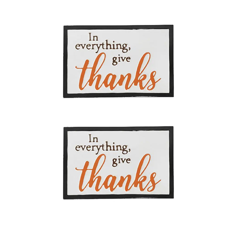 Thanks Wall Sign, Wall Art Decor For Harvest Festival Fall Festival & Thanksgiving Table Decorations (Set of 2) - Black / Orange / White by Unique Piece Furniture