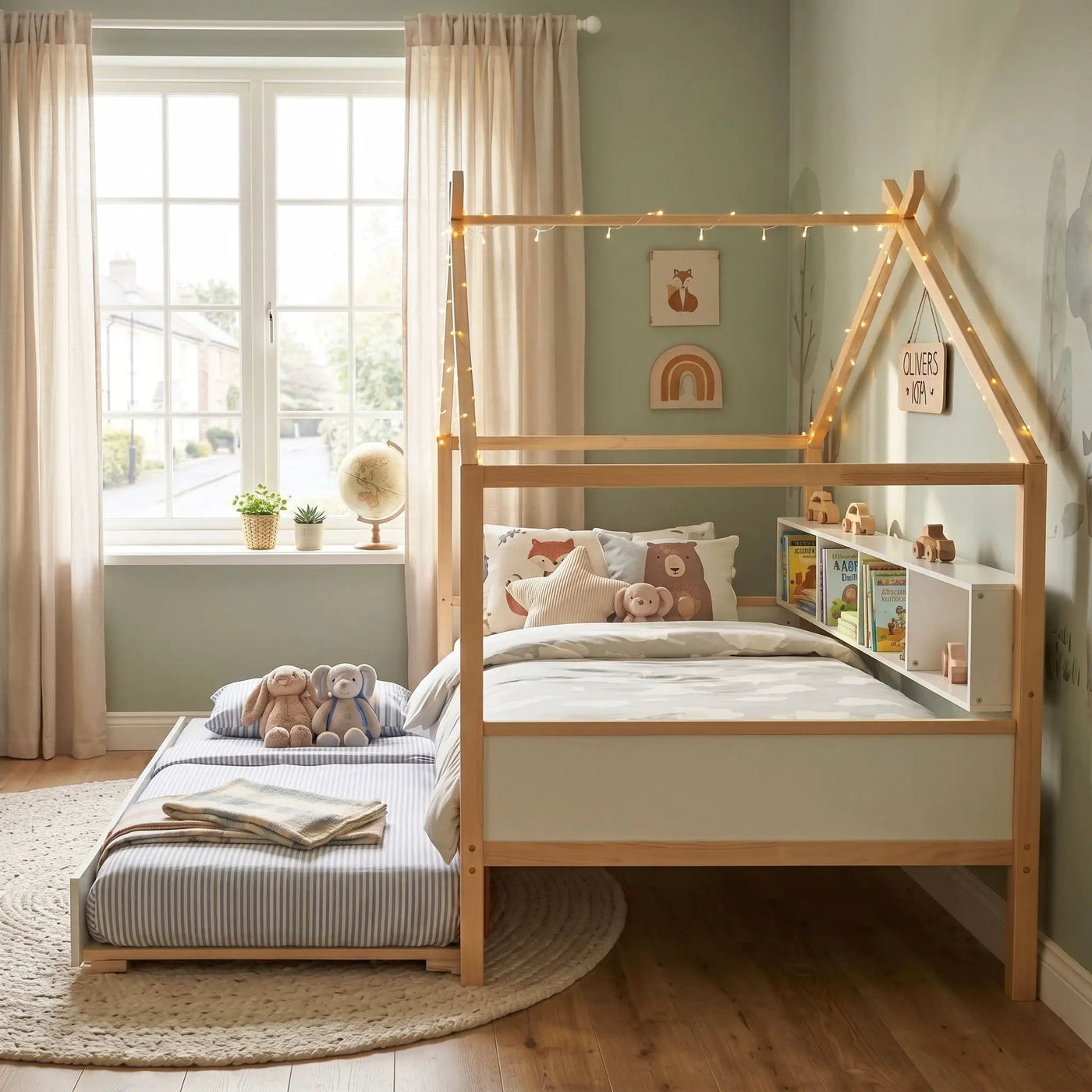 House Bed With Bookshelf Storage by HouseOfZazla