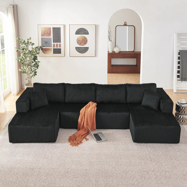 132" U Shaped Modular Sectional Sofa