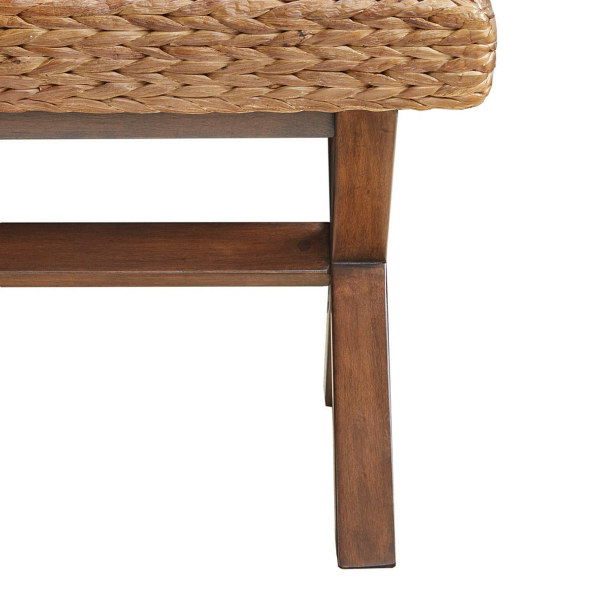 Bench With Water Hyacinth Seat with Durable Construction - Brown, photo 7 of 8