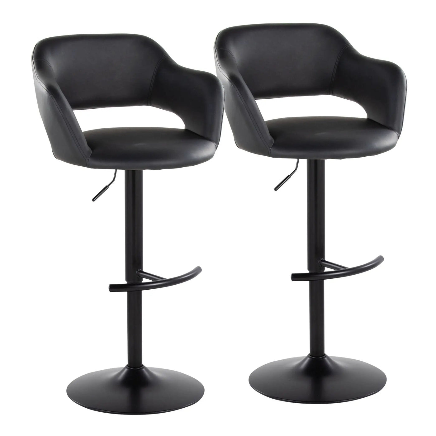 Margarite - Contemporary Adjustable Barstool With Swivel With Rounded T Footrest (Set of 2) by HouseOfZazla