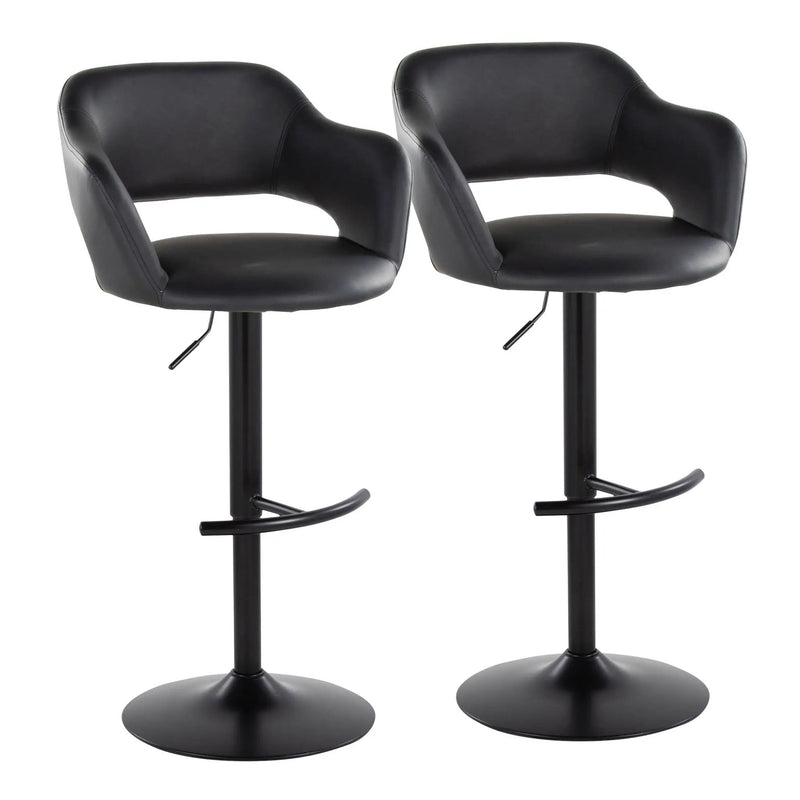 Margarite - Contemporary Adjustable Barstool With Swivel With Rounded T Footrest (Set of 2) by HouseOfZazla