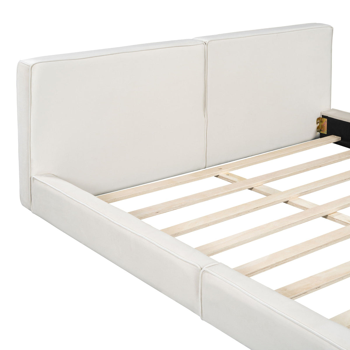 Upholstered Platform Bed, Grounded Bed With Solid Frame, photo 10 of 14