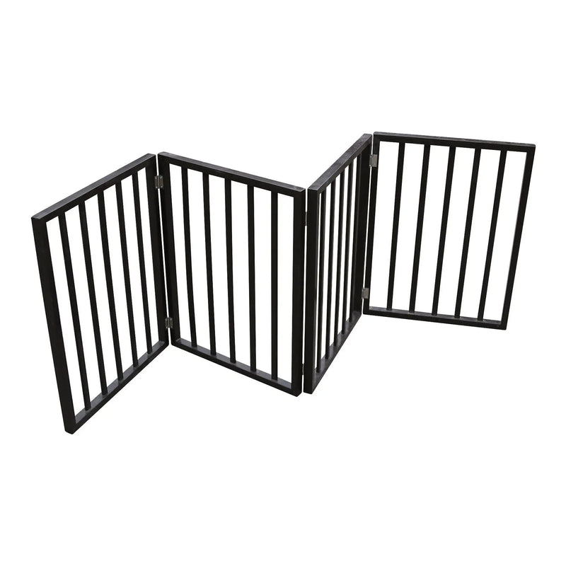 Pet Gate Dog Gate For Doorways, Stairs Or House Freestanding, Folding - Dark Brown by HouseOfZazla
