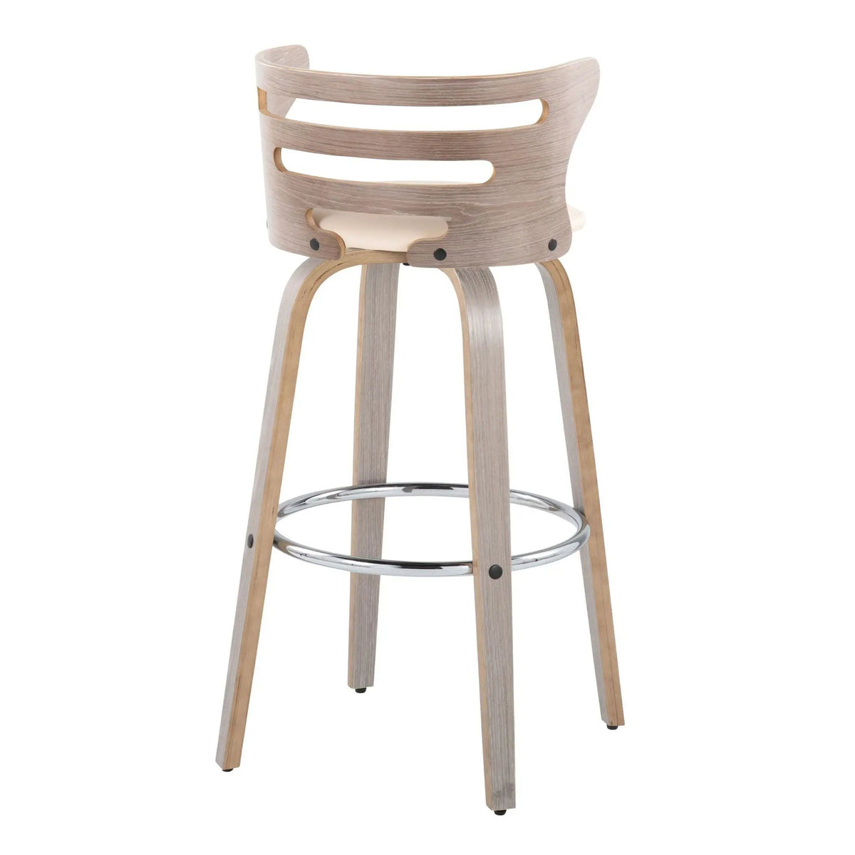 Cosini - Mid Century Modern Fixed Height, Barstool With Swivel With Round Footrest (Set of 2) by HouseOfZazla