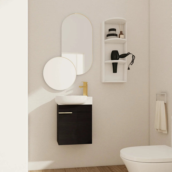 Soft Close Doors Bathroom Vanity With Sink and Storage Rack, 16 Inch
