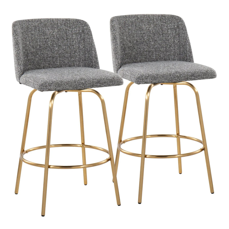Toriano - Contemporary, Fixed Height Counter Stool With Swivel With Round Footrest (Set of 2) by Unique Piece Furniture