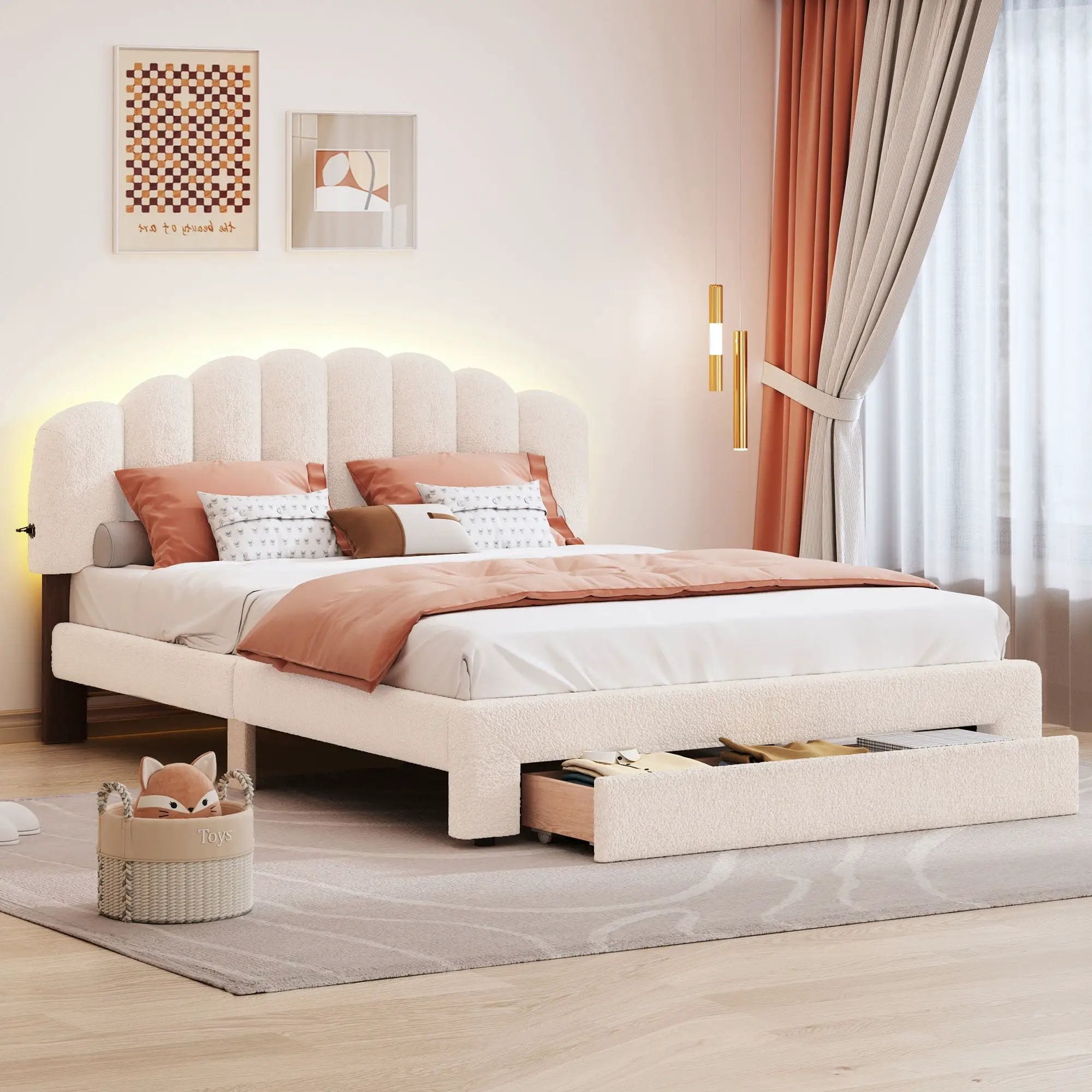 Upholstered Platform Bed With Drawer by HouseOfZazla