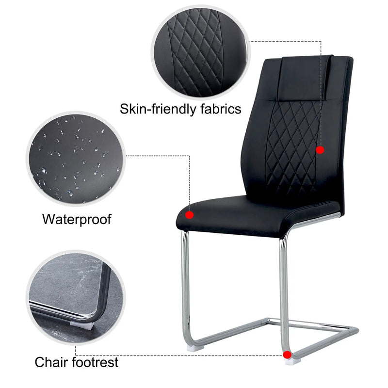 Modern Dining Chairs With Padded Seat, Metal Legs by Unique Piece Furniture