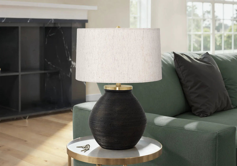 Lighting, Table Lamp, Concrete, Contemporary - Black / Cream by Unique Piece Furniture