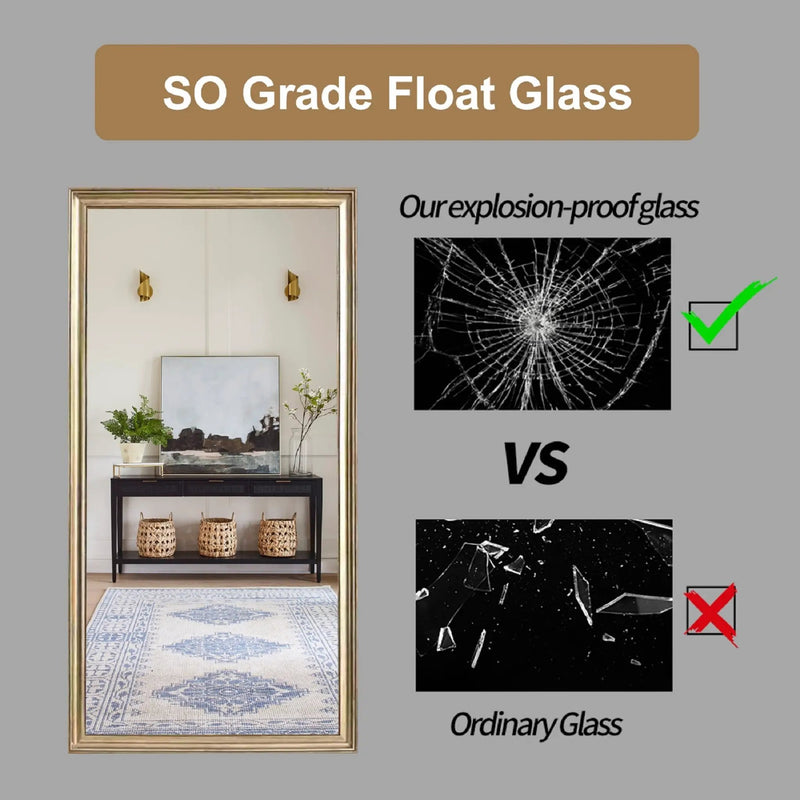70' x 32' Gold Full Length Floor Mirror with PS Frame by HouseOfZazla