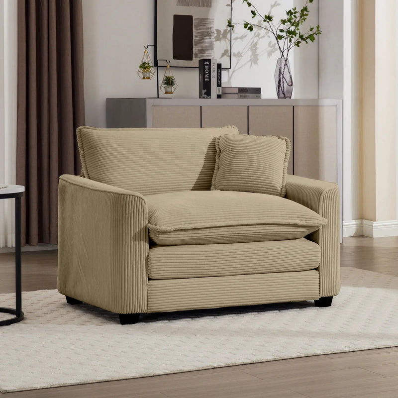 Modern Classic Fabric Single Chair Deep Seat Sofa With Pillow by HouseOfZazla