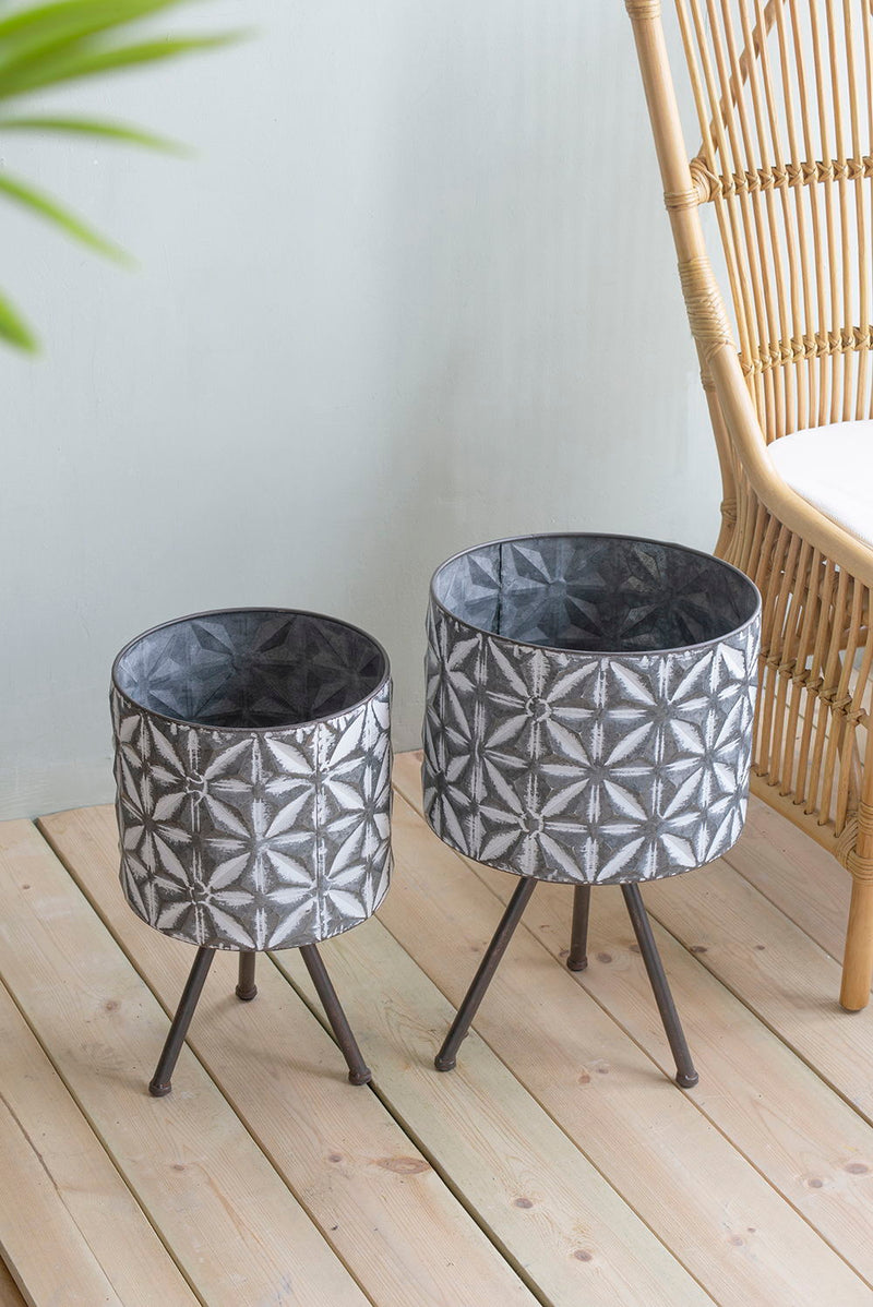 Metal Planter Stand with Galvanized Finish - Set of 2 - Gray, photo 4 of 5
