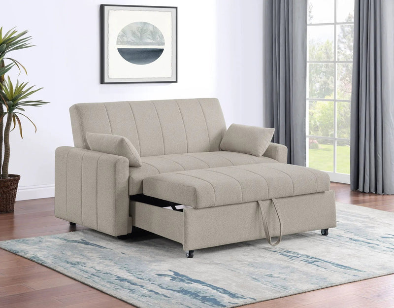Portland Boucle Upholstered Sleeper Sofa Bed Latte by Unique Piece Furniture