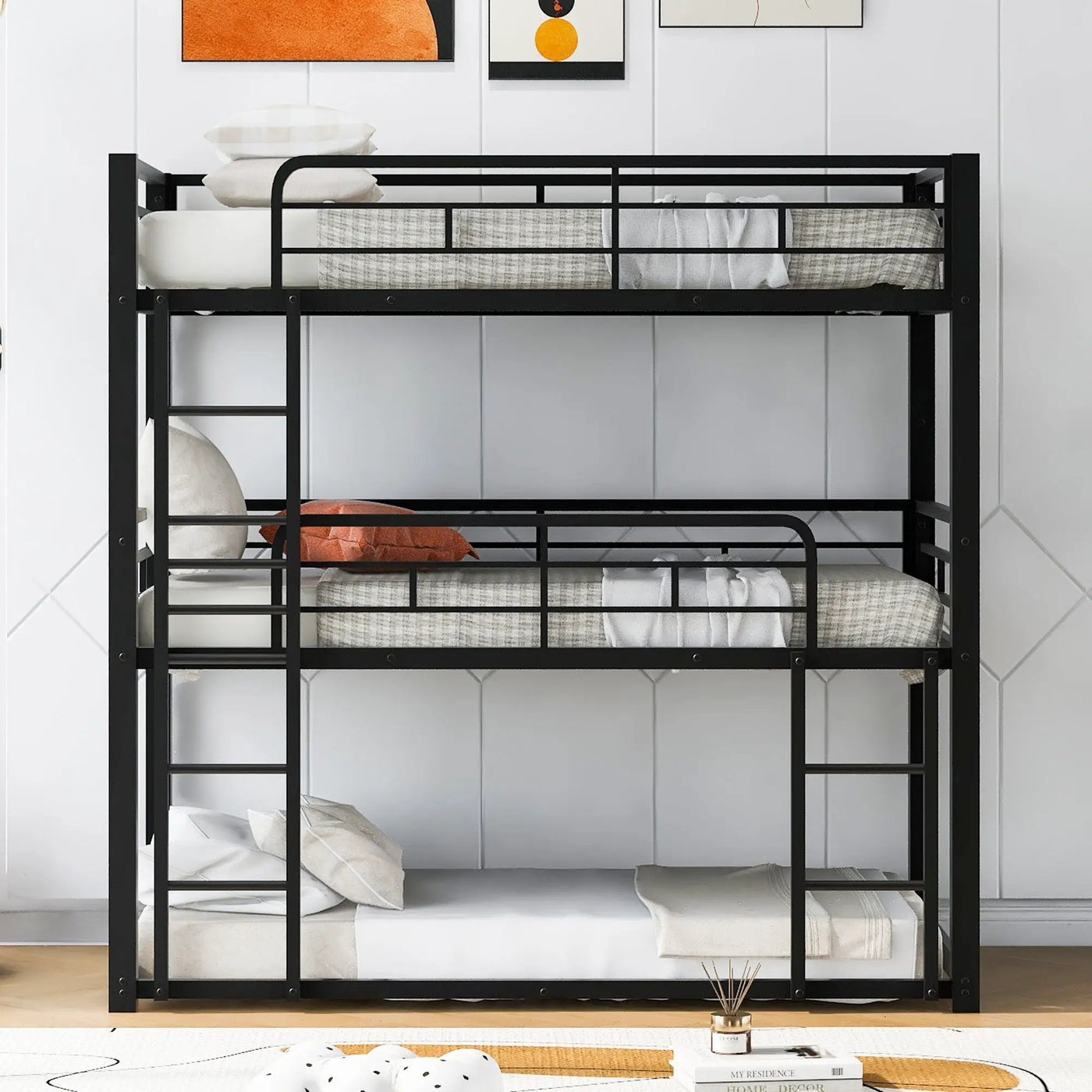 Triple Bunk Bed With Sturdy Construction And Space Saving Design by HouseOfZazla