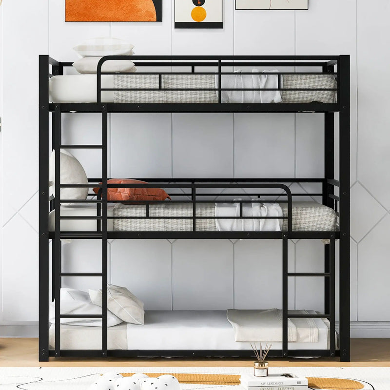 Triple Bunk Bed With Sturdy Construction And Space Saving Design by HouseOfZazla