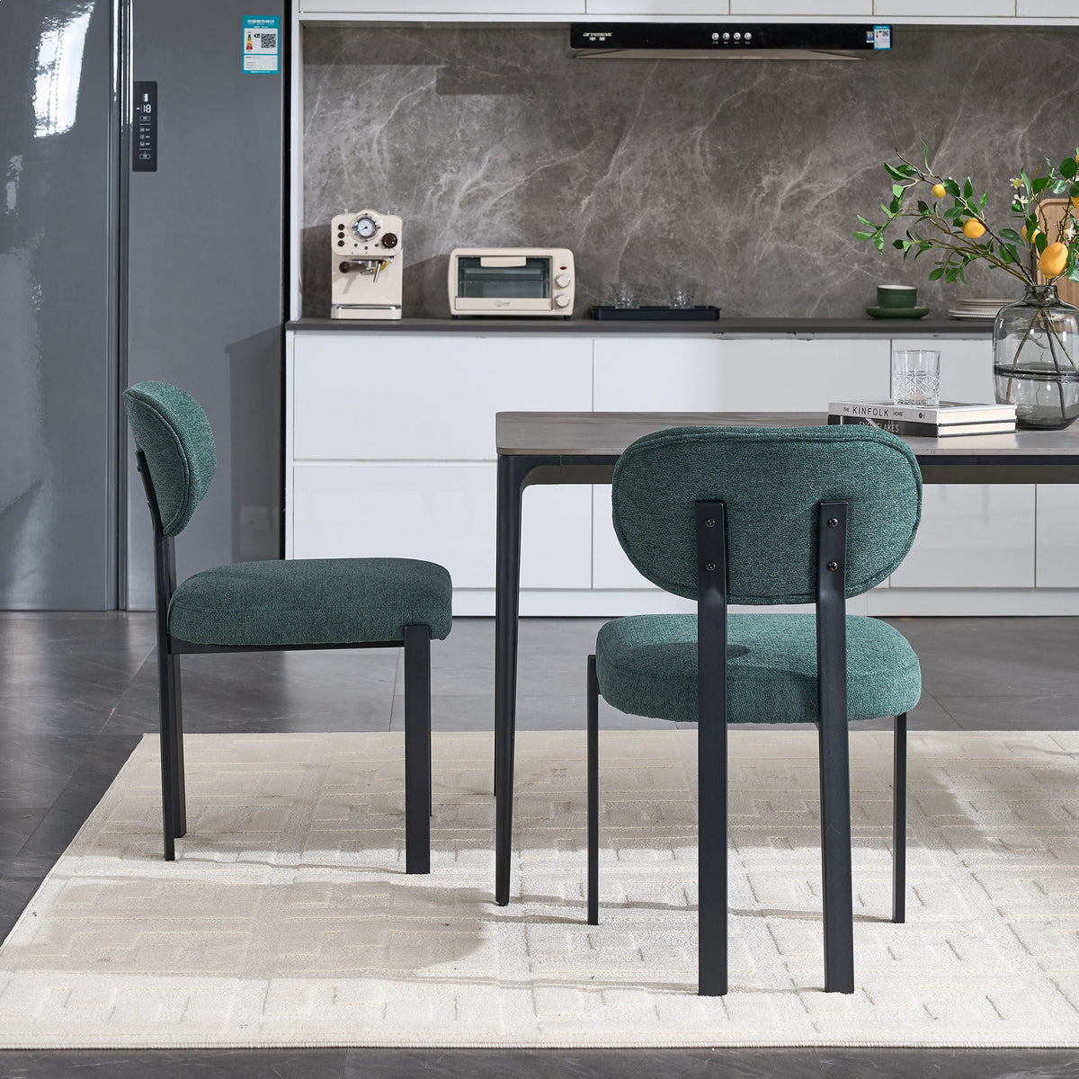 Modern Dining Armless Chairs Set of 2 with Metal Legs - Orange or Green, photo 29 of 35