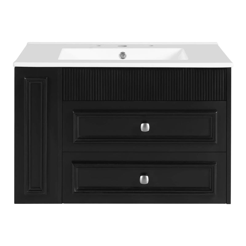 Wall Mounted Bathroom Vanity With 2 Drawers, Sink, Floating Storage Unit by Unique Piece Furniture