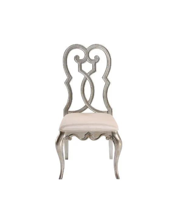 Esteban - Side Chair (Set of 2) - Ivory Velvet & Antique Champagne by Unique Piece Furniture