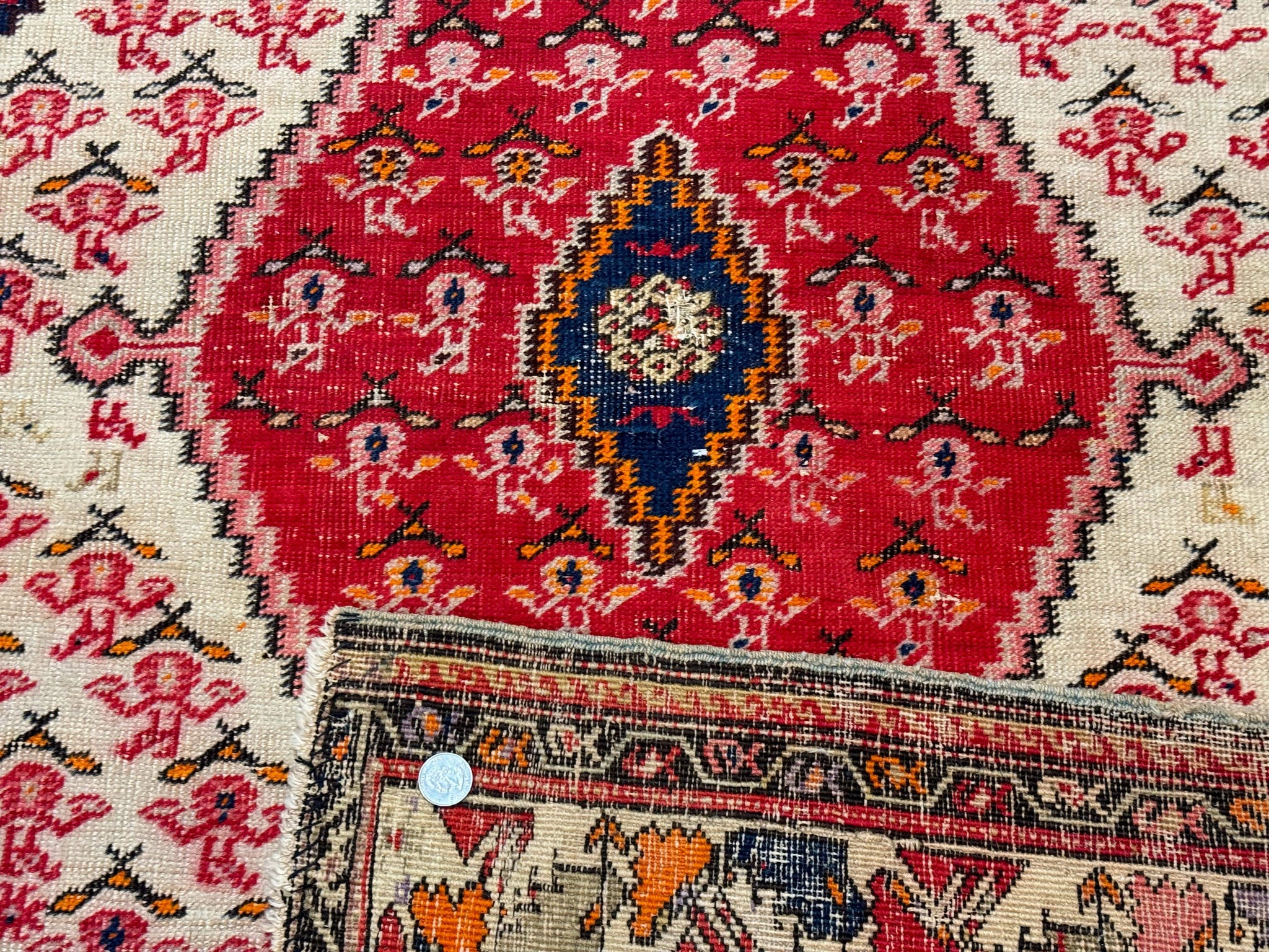 Antique Persian Malayer Rug 4x7, Tribal Senneh Carpet, Geometric, Diamond Design by Jewel Rugs