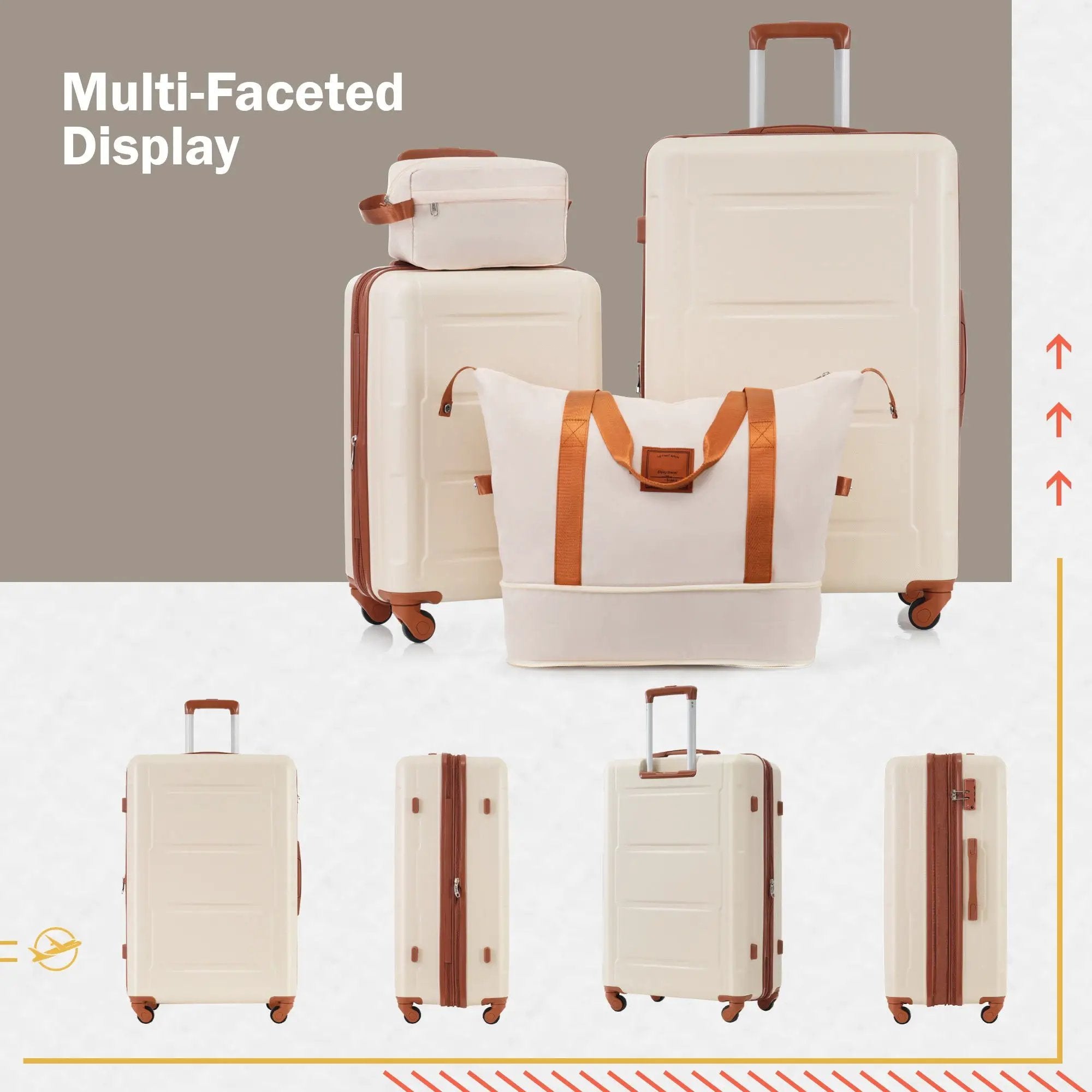 2 Piece Luggage Set With Bags Expanable Spinner Wheels ABS Lightweight Suitcase With Tsa Lock 20" / 24" by HouseOfZazla