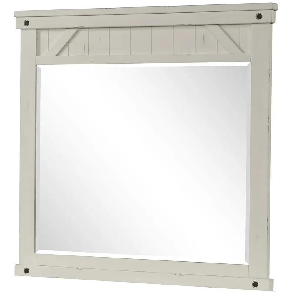 Industrial Farmhouse Mirror - White by HouseOfZazla