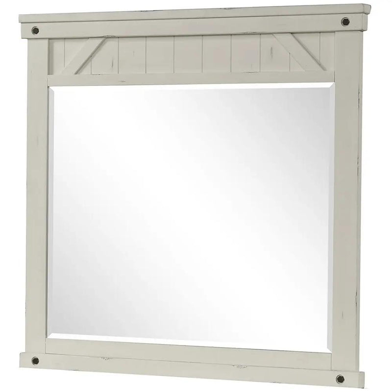 Industrial Farmhouse Mirror - White by HouseOfZazla