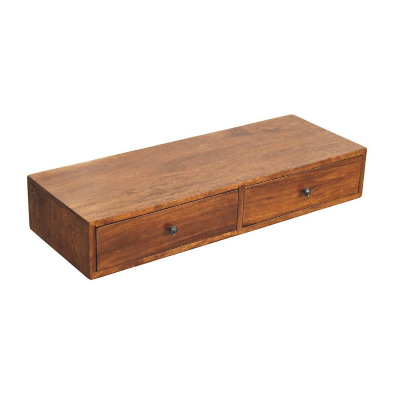 Lunar - 2 Drawer Wall Mounted Console - Brown by HouseOfZazla