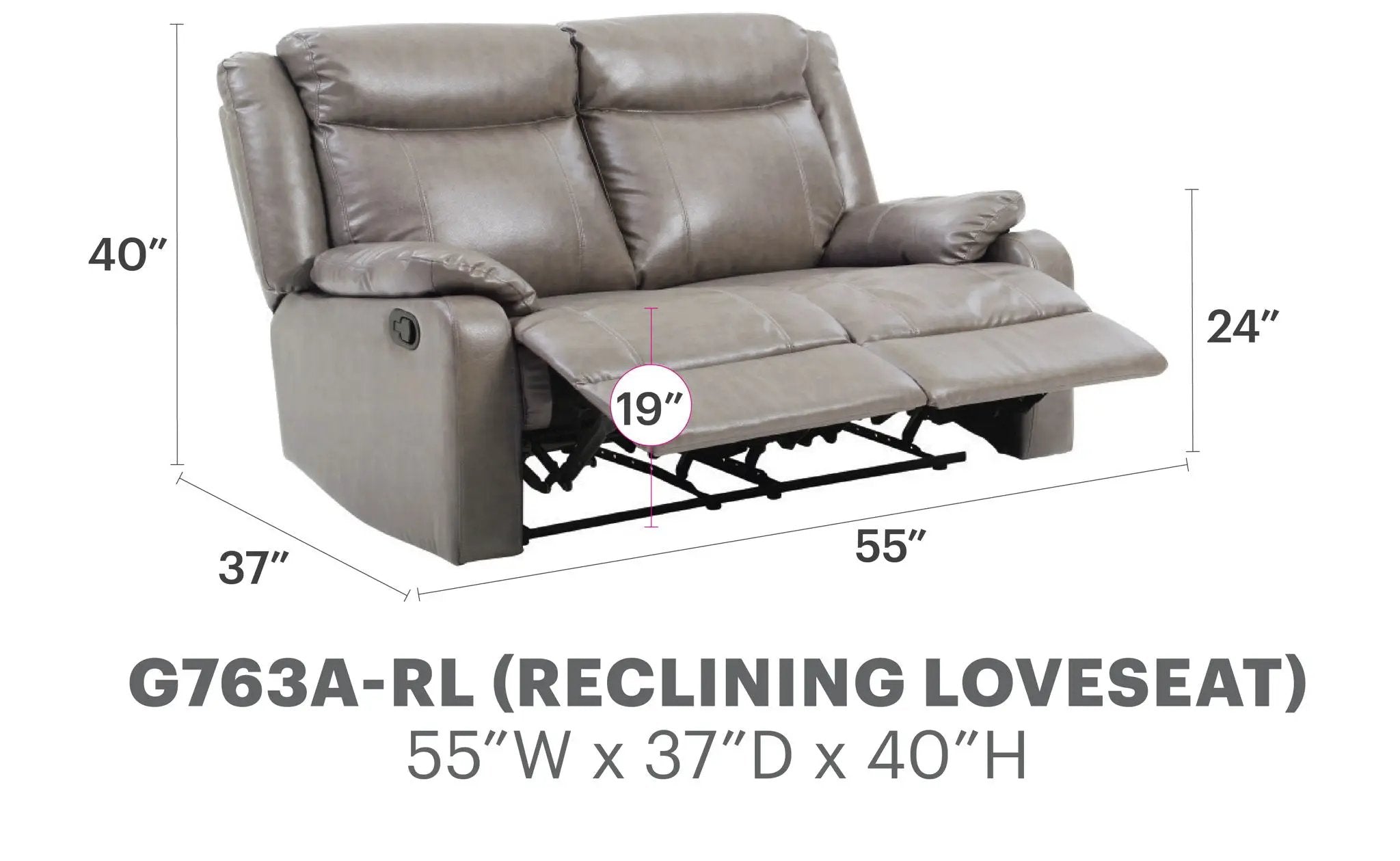 Stylish Reclining Loveseat For Two by Unique Piece Furniture