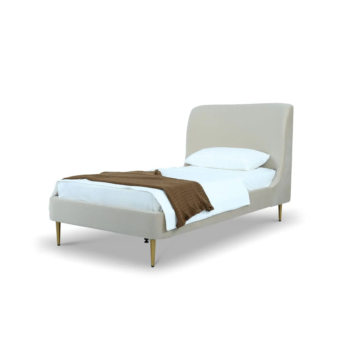Mid-Century Modern Upholstered Bed With Curved Headboard by HouseOfZazla