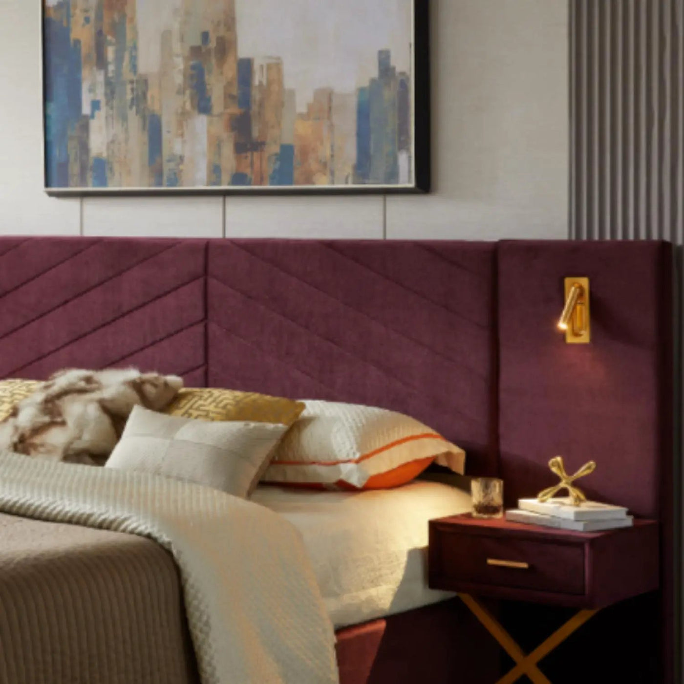 Comfortable Upholstered Bed With Vertical Channel Tufted Wingback Headboard by HouseOfZazla