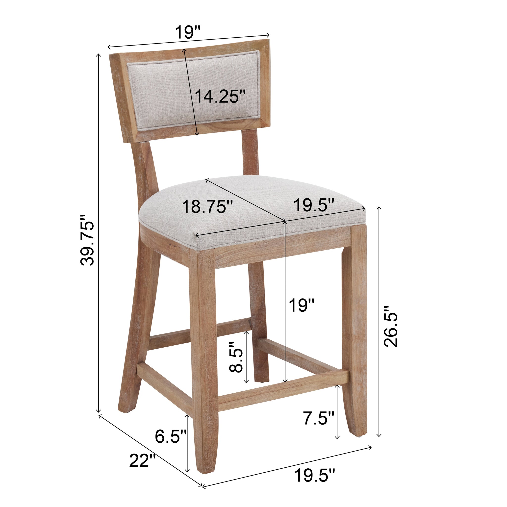 26.5" Upholstered Counter Stools Set of 2 with Comfy Back by HouseOfZazla