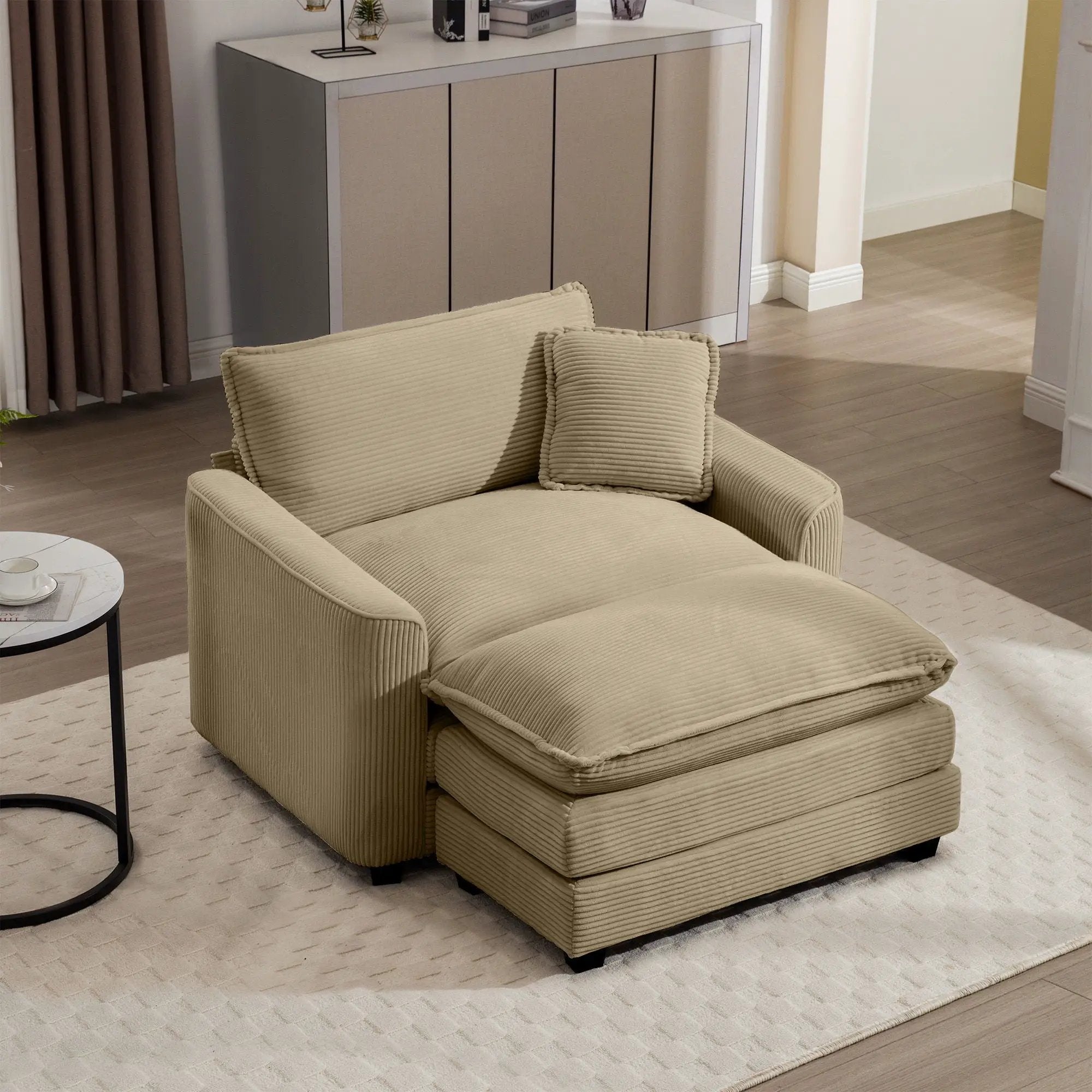 Classic Modern Comfortable Single Chair Deep Seat Sofa With Footstool by Unique Piece Furniture