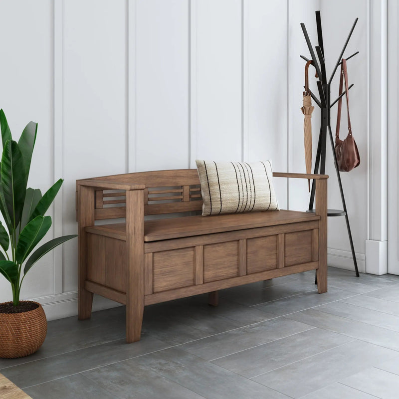 Adams - Entryway Storage Bench - Rustic Natural Aged Brown by HouseOfZazla