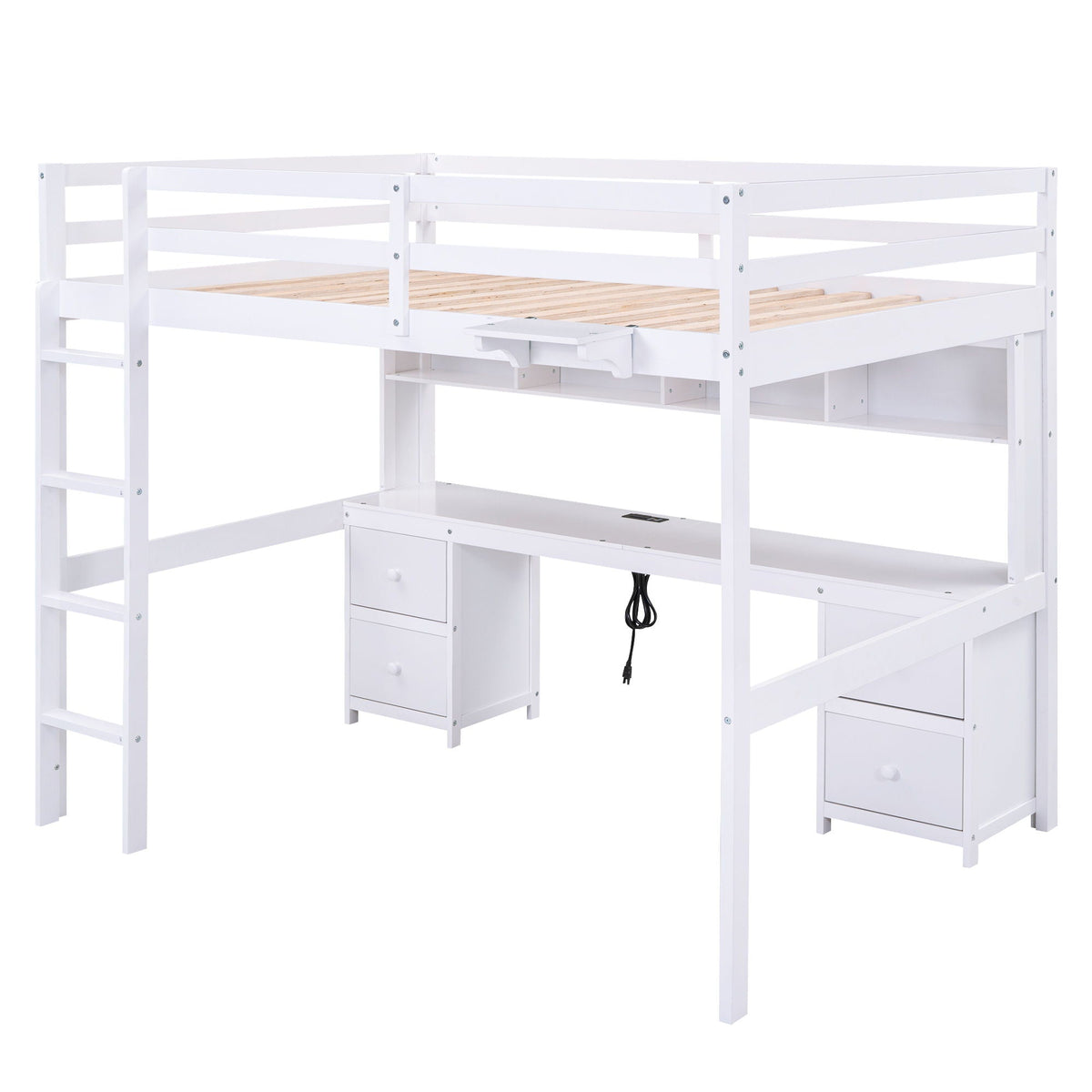 Loft Bed with Desk, Cabinets, Drawers and Charging Station - Full Size, photo 2 of 34