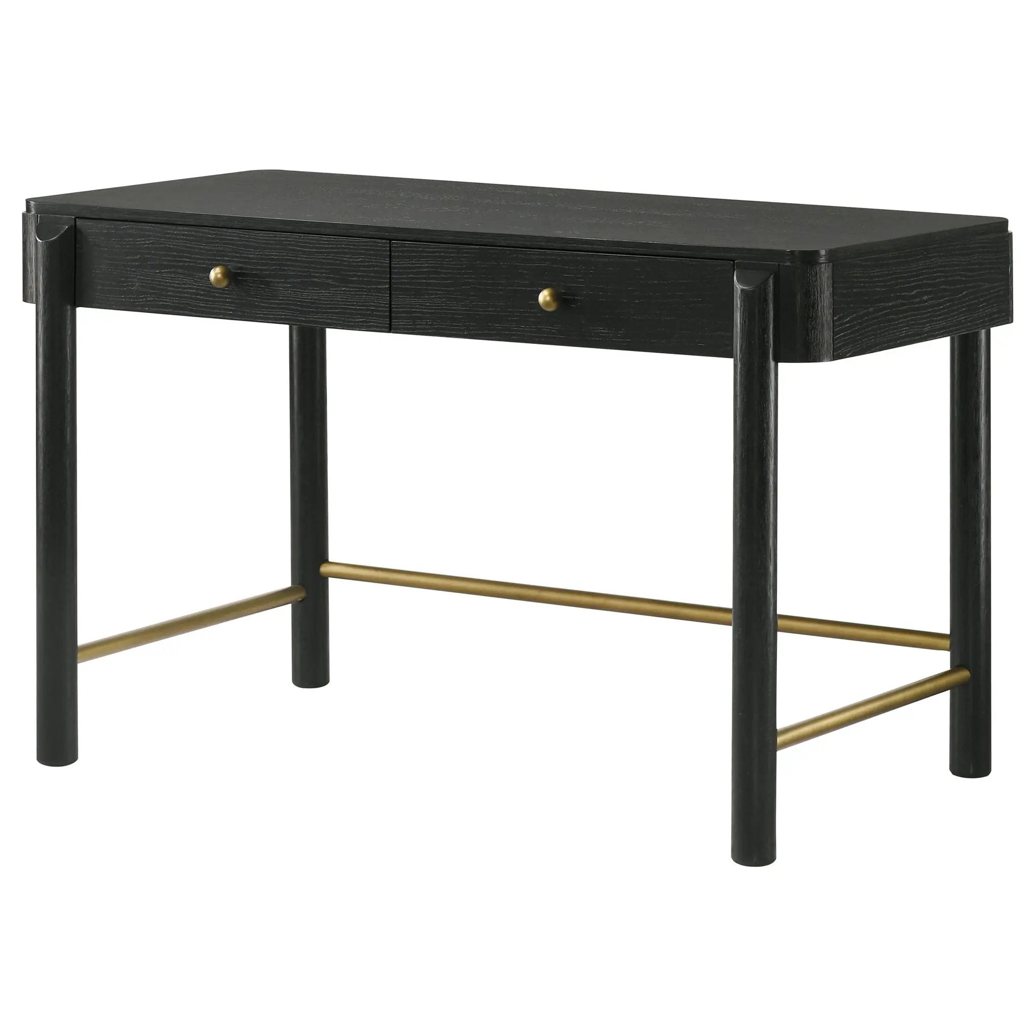 Anser - 2 Drawer Vanity Desk Makeup Table Rounded Design - Black by HouseOfZazla