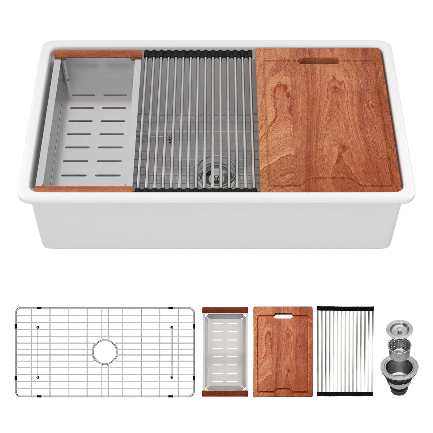 Undermount Workstation Single Bowl Porcelain Ceramic Kitchen Sink by HouseOfZazla