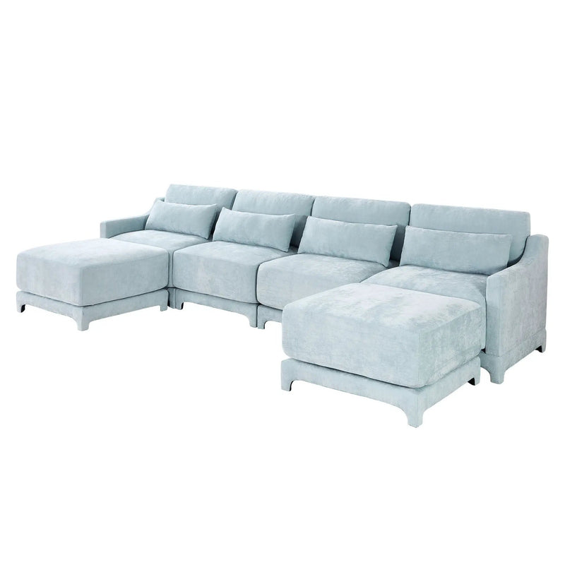 Stylish Sofa With Ottoman And Lumbar Pillows, Ergonomic Design by Unique Piece Furniture