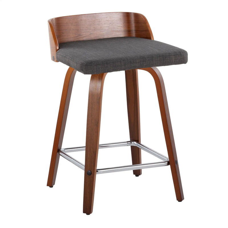 Maya - Mid Century Modern Fixed Height Counter Stool With Swivel With Square Footrest (Set of 2) by HouseOfZazla