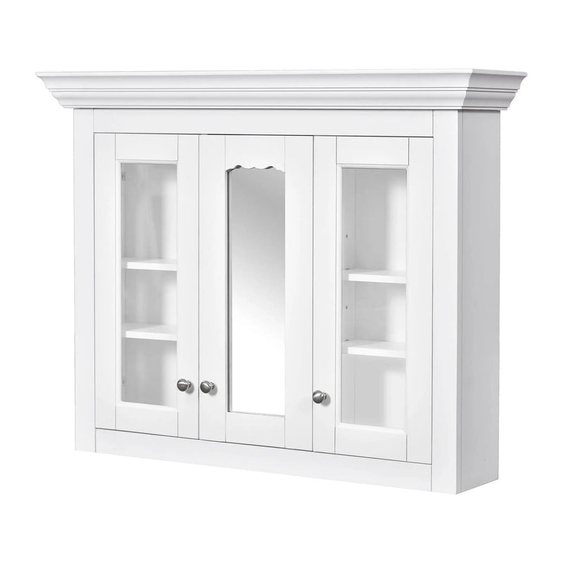 Bathroom Medicine Cabinet With Mirror, 5 Adjustable Closed Shelves, Wall-Mounted - White by Unique Piece Furniture