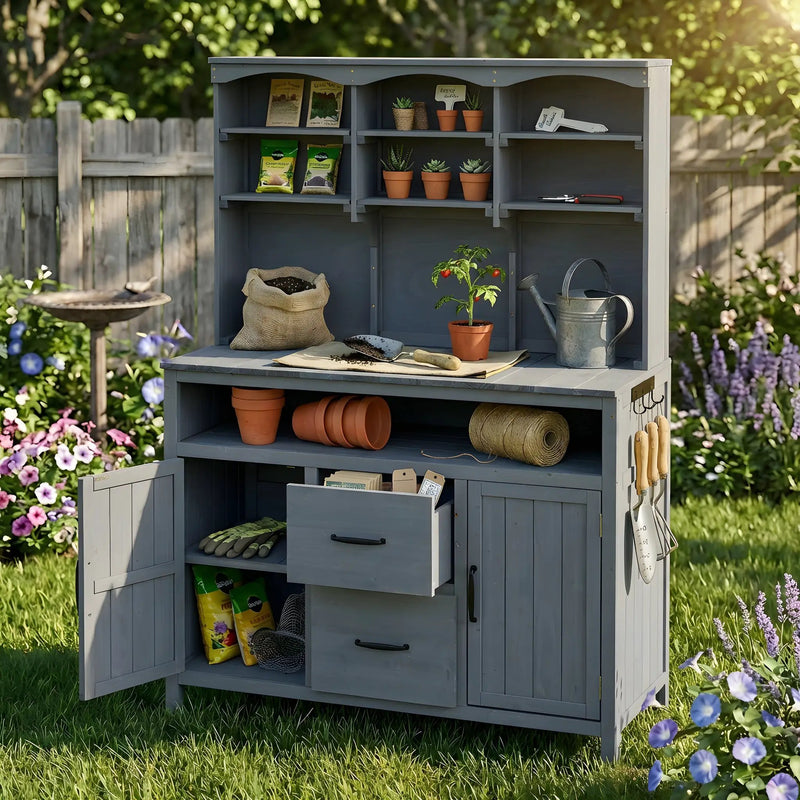 TOPMAX Large Fir Wood Potting Bench by HouseOfZazla