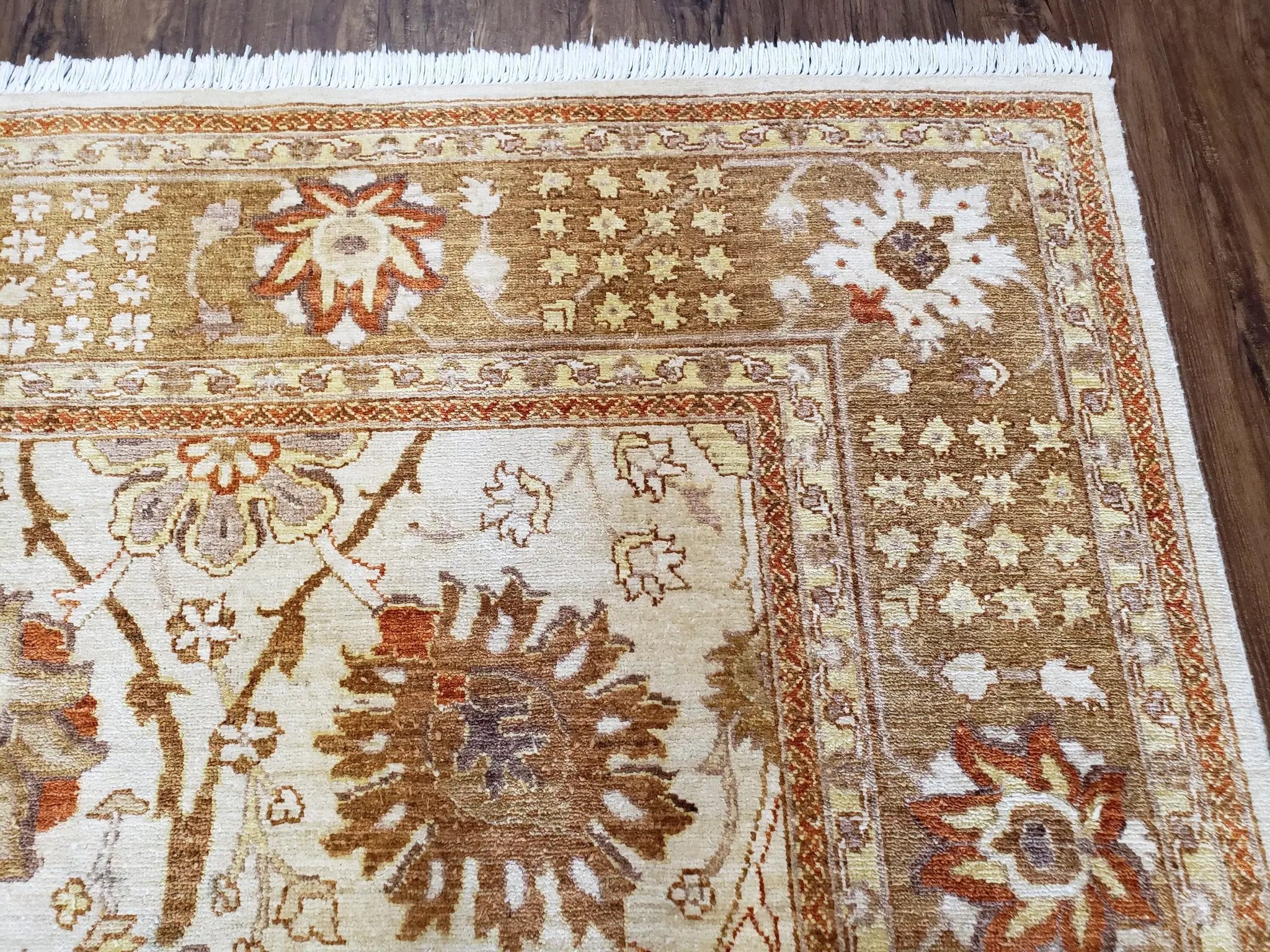 8x10 Oushak Rug, Pakistani Peshawar Wool Carpet, Beige Tan by Jewel Rugs