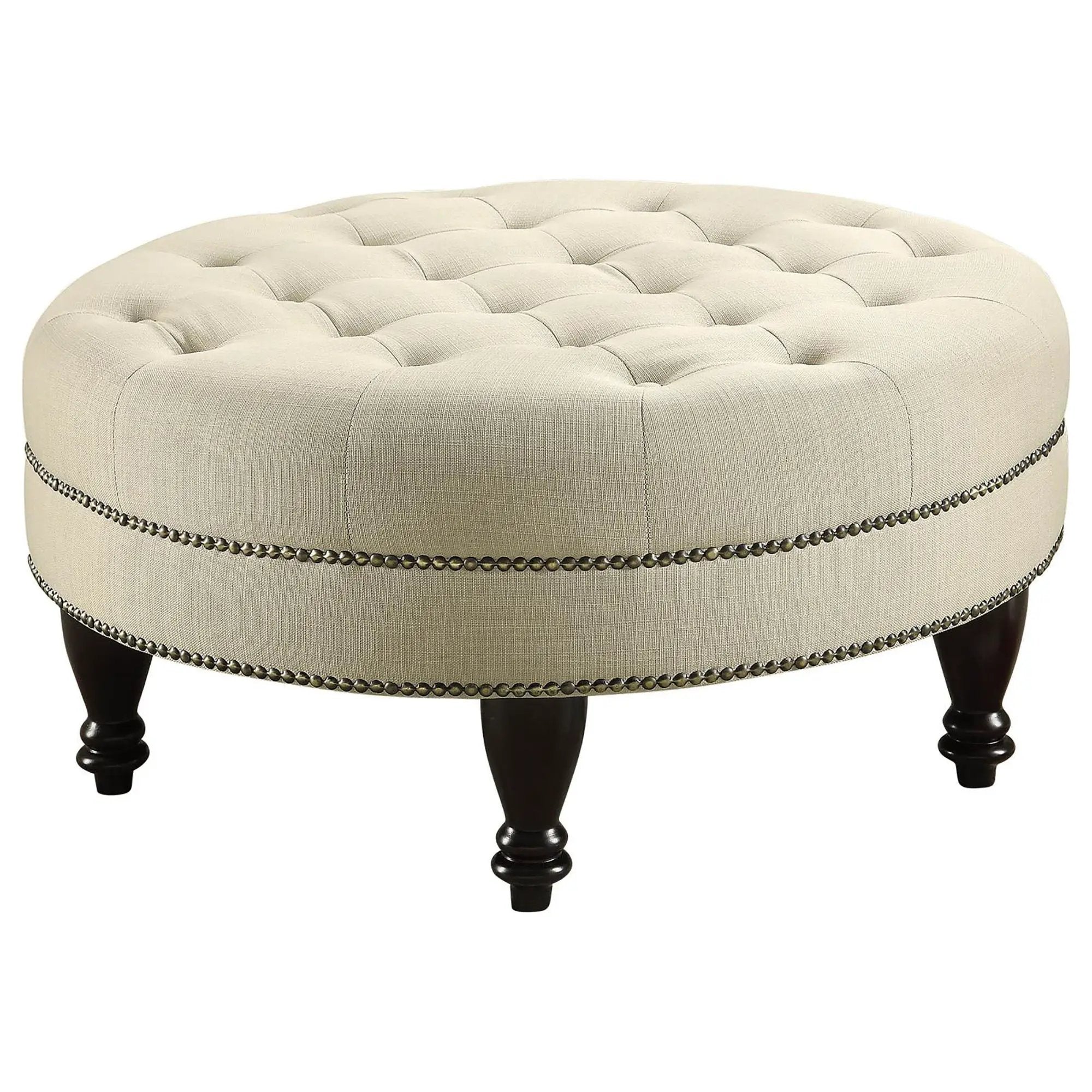 Oatmeal Cocktail Ottoman - Beige