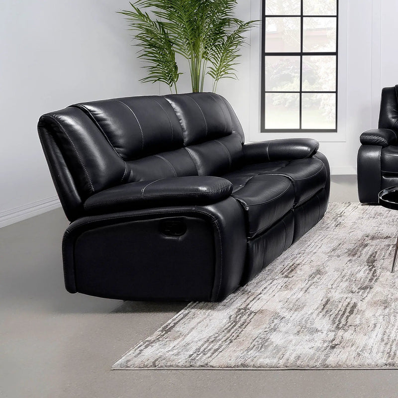 Camila Upholstered Motion Reclining Loveseat Black by Unique Piece Furniture